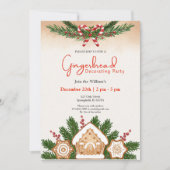 Gingerbread House Decorating Party rood en groen Kaart (Voorkant)