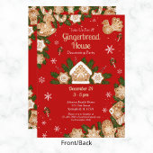Gingerbread House Decorating Party Rood & Groen Kaart