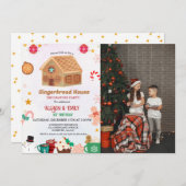 Gingerbread House Decorating Twin 1st Verjaardag Kaart (Voorkant / Achterkant)