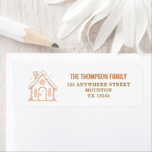 Gingerbread House Doodle Kerst Retouradres Etiket