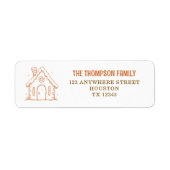 Gingerbread House Doodle Kerst Retouradres Etiket (Voorkant)