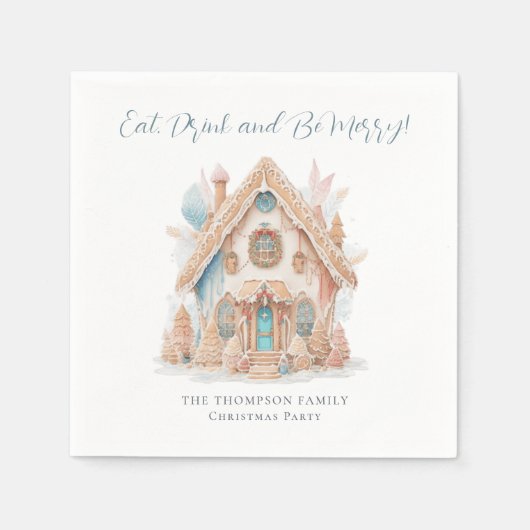 Gingerbread House Eat Drink Be Merry Christmas Servet (Voorkant)