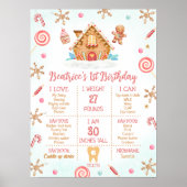 Gingerbread House Eerste Verjaardag Milestone Boar Poster (Voorkant)