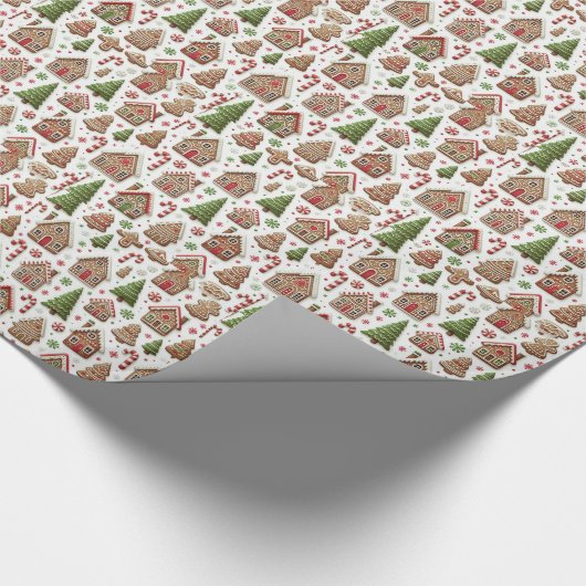 Gingerbread House en grillige bomen Cadeaupapier (Hoek)