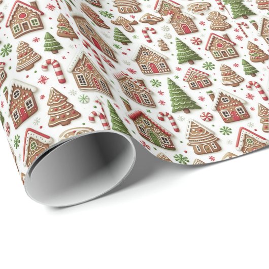Gingerbread House en grillige bomen Cadeaupapier (Rol Hoek)