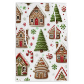 Gingerbread House en groene bomen Medium Cadeauzakje (Voorkant)