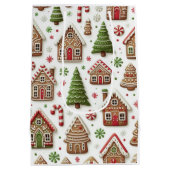 Gingerbread House en groene bomen Medium Cadeauzakje (Achterkant)