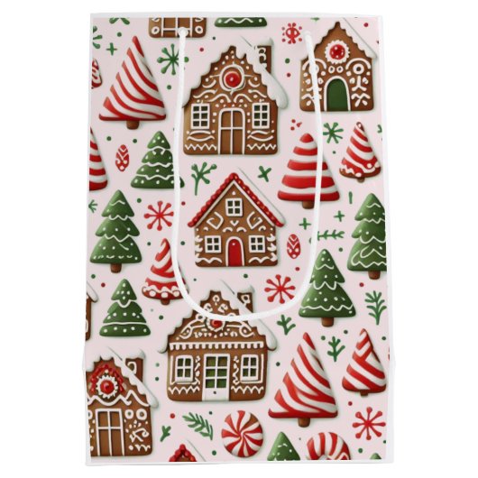 Gingerbread House en pepermuntbomen Medium Cadeauzakje (Achterkant)