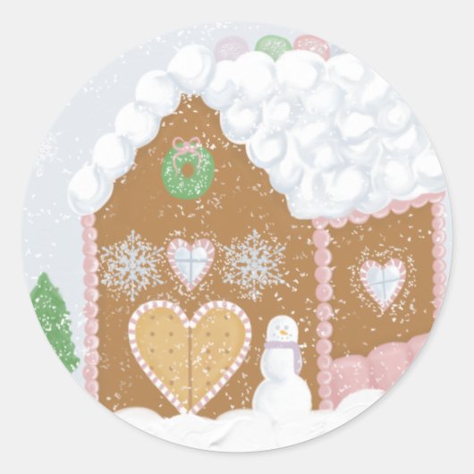 Gingerbread House Envelope Seals Ronde Sticker (Voorkant)