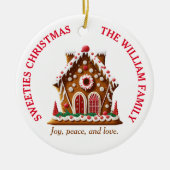 Gingerbread House| Familienaam| 1 foto Keramisch Ornament (Voorkant)