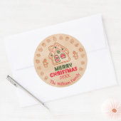 Gingerbread House|Familienaam Ronde Sticker (Envelop)