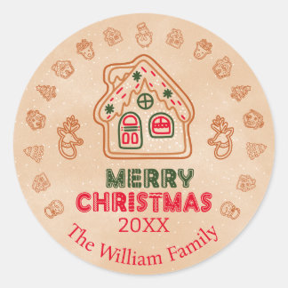 Gingerbread House|Familienaam Ronde Sticker