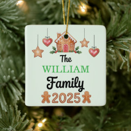 Gingerbread House Family Name 2025 Christmas Keramisch Ornament