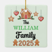 Gingerbread House Family Name 2025 Christmas Keramisch Ornament (Achterkant)