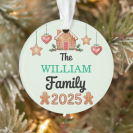 Gingerbread House Family Name 2025 Christmas Ornament