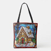 Gingerbread House Faux Glas in lood Tote Bag (Achterkant)
