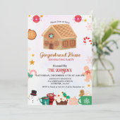 Gingerbread House Feest Kerstmis Winter Vakantie Kaart (Staand voorkant)