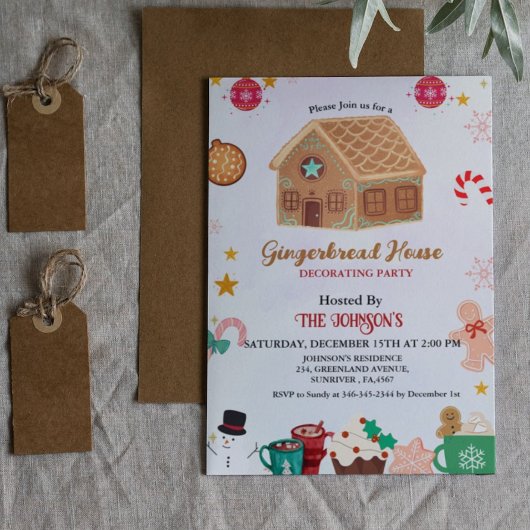 Gingerbread House Feest Kerstmis Winter Vakantie Kaart