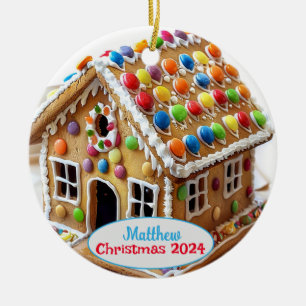 Gingerbread House Gepersonaliseerde Kerstversierin Keramisch Ornament