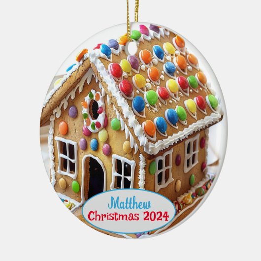 Gingerbread House Gepersonaliseerde Kerstversierin Keramisch Ornament (Links)