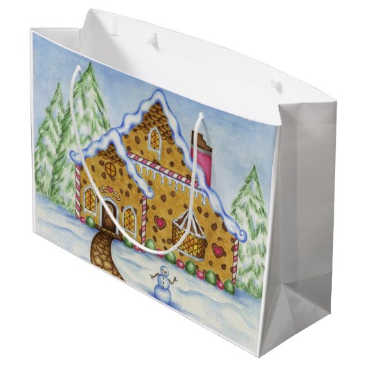 Gingerbread House Gift Bag Large Cadeautasje (Achterkant Gekanteld)