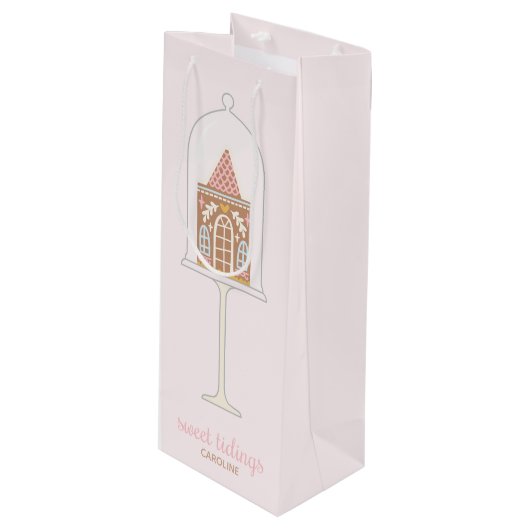 Gingerbread House Gift Bag Wijn Cadeautas (Voorkant Gekanteld)