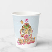 Gingerbread House Gingerbread Train Paper Cup Papieren Bekers (Achterkant)