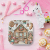 Gingerbread House Gingerbread Vreugde Papieren Bordje (Feest)