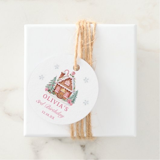 Gingerbread House Girl 1e verjaardagsfeestje Bedankjes Labels (In situ)