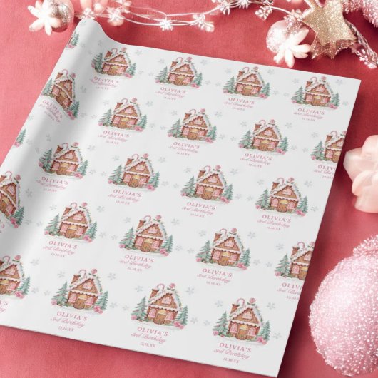 Gingerbread House Girl 1e verjaardagsfeestje Cadeaupapier