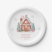 Gingerbread House Girl 1e verjaardagsfeestje Papieren Bordje (Voorkant)