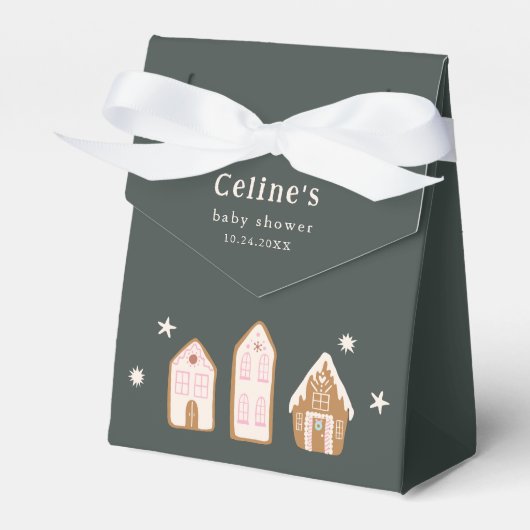 Gingerbread House Girl Baby Shower Favor Boxes Bedankdoosjes (Voorkant Zijde)