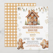 Gingerbread House Gold Christmas Decorating Party Kaart (Voorkant / Achterkant)
