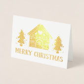 Gingerbread House Gold Foil Vrolijk kerstfeest Folie Kaarten (Voorkant)