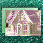 Gingerbread House Green Feestdagen Kaart<br><div class="desc">Designed by Carrie Fink.  Printed and shipped by Zazzle or their partners.</div>
