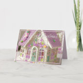 Gingerbread House Green Feestdagen Kaart (Voorkant)