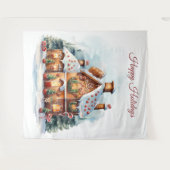 Gingerbread House Holiday Backdrop Wandkleed (Voorkant (horizontaal))