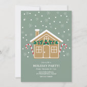 Gingerbread House Holiday Party Kerstmis Kaart (Voorkant)