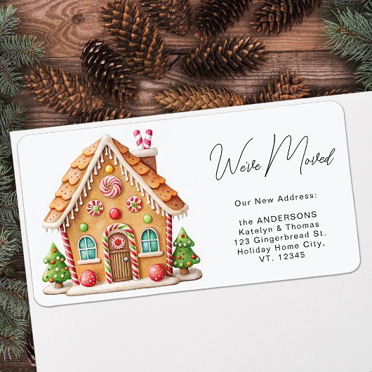 Gingerbread House Holiday Verhuizen Nieuw Adres Etiket
