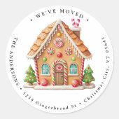 Gingerbread House Home Vakantie verhuizen Nieuw ad Ronde Sticker (Voorkant)