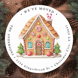 Gingerbread House Home Vakantie verhuizen Nieuw ad Ronde Sticker