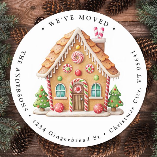Gingerbread House Home Vakantie verhuizen Nieuw ad Ronde Sticker