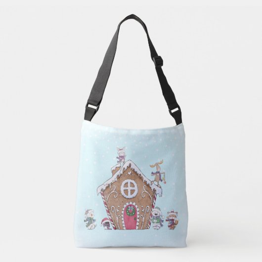 Gingerbread House IJsschaatsen Dier gepersonalisee Crossbody Tas (Voorkant)