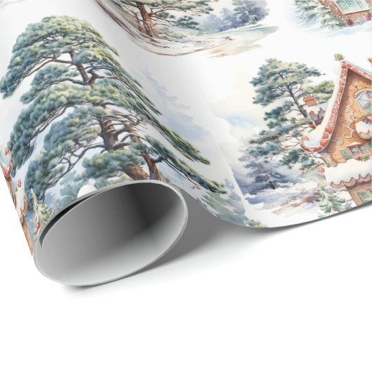 Gingerbread House in de winter Patroon Wrapping Pa Cadeaupapier (Rol Hoek)