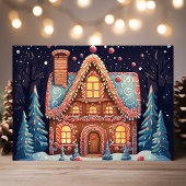 Gingerbread House in het Snowy Forest Feestdagen Kaart
