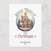 Gingerbread House in Snow Wereldbol Kerstvakantie Briefkaart (Voorkant)