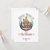 Gingerbread House in Snow Wereldbol Kerstvakantie Kaart (Voorkant / Achterkant in situ)