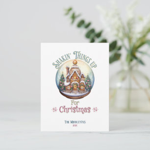 Gingerbread House in Snow Wereldbol Kerstvakantie Kaart