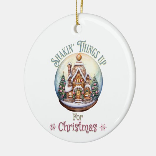 Gingerbread House in Snow Wereldbol Kerstvakantie Keramisch Ornament (Links)