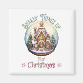 Gingerbread House in Snow Wereldbol Kerstvakantie Magneet (Voorkant)